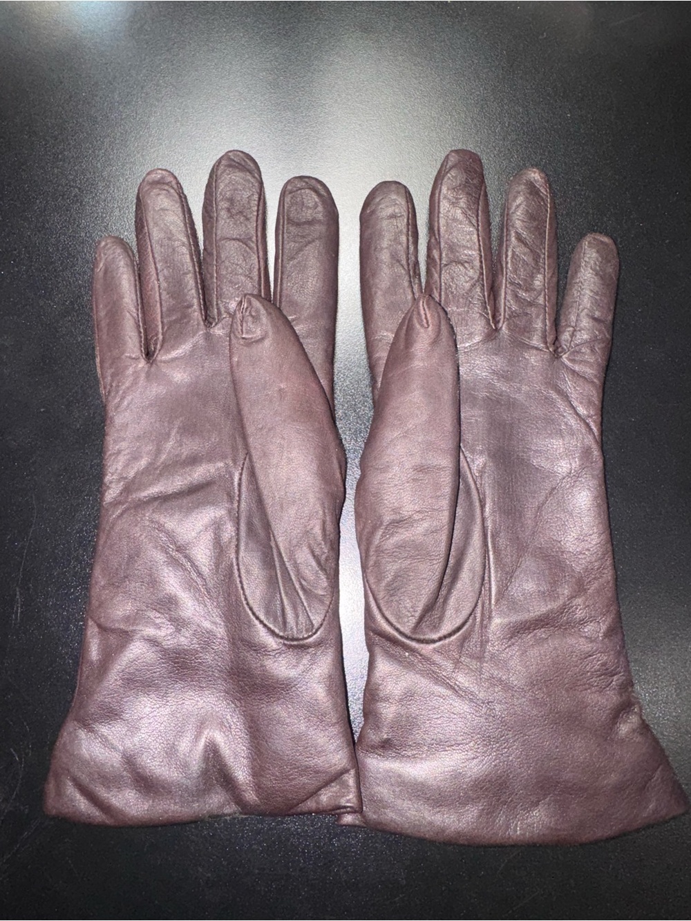 vintage Brown leather gloves women 100% Cashmere Size 6 1/2
